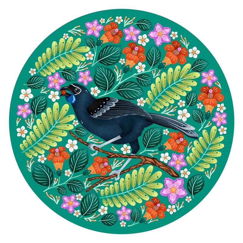 Catherine Marion - North Island Kokako 1000 Piece - Round Puzzle