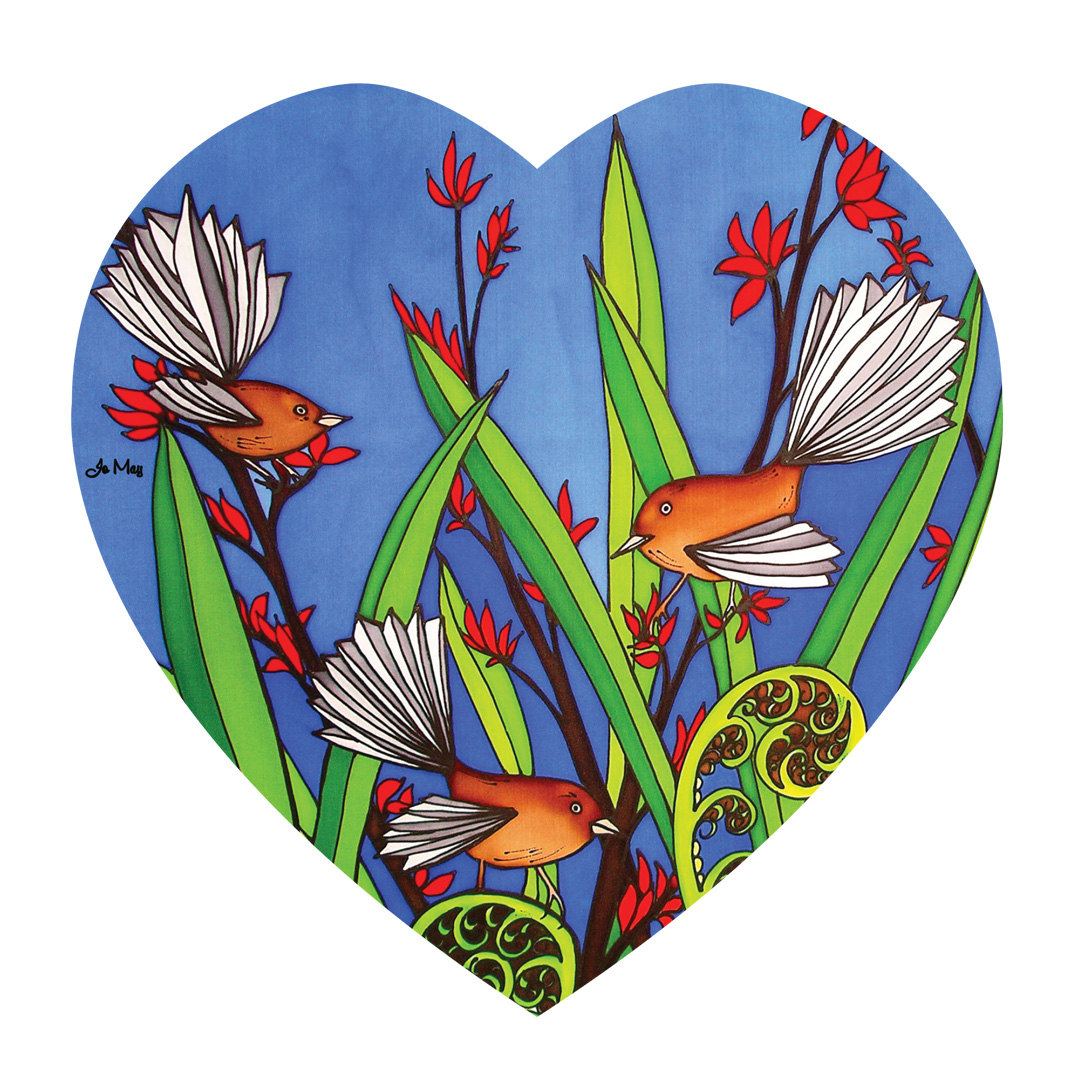 Jo May Ceramic 3D Textured Heart Wall Hanging - Fantails