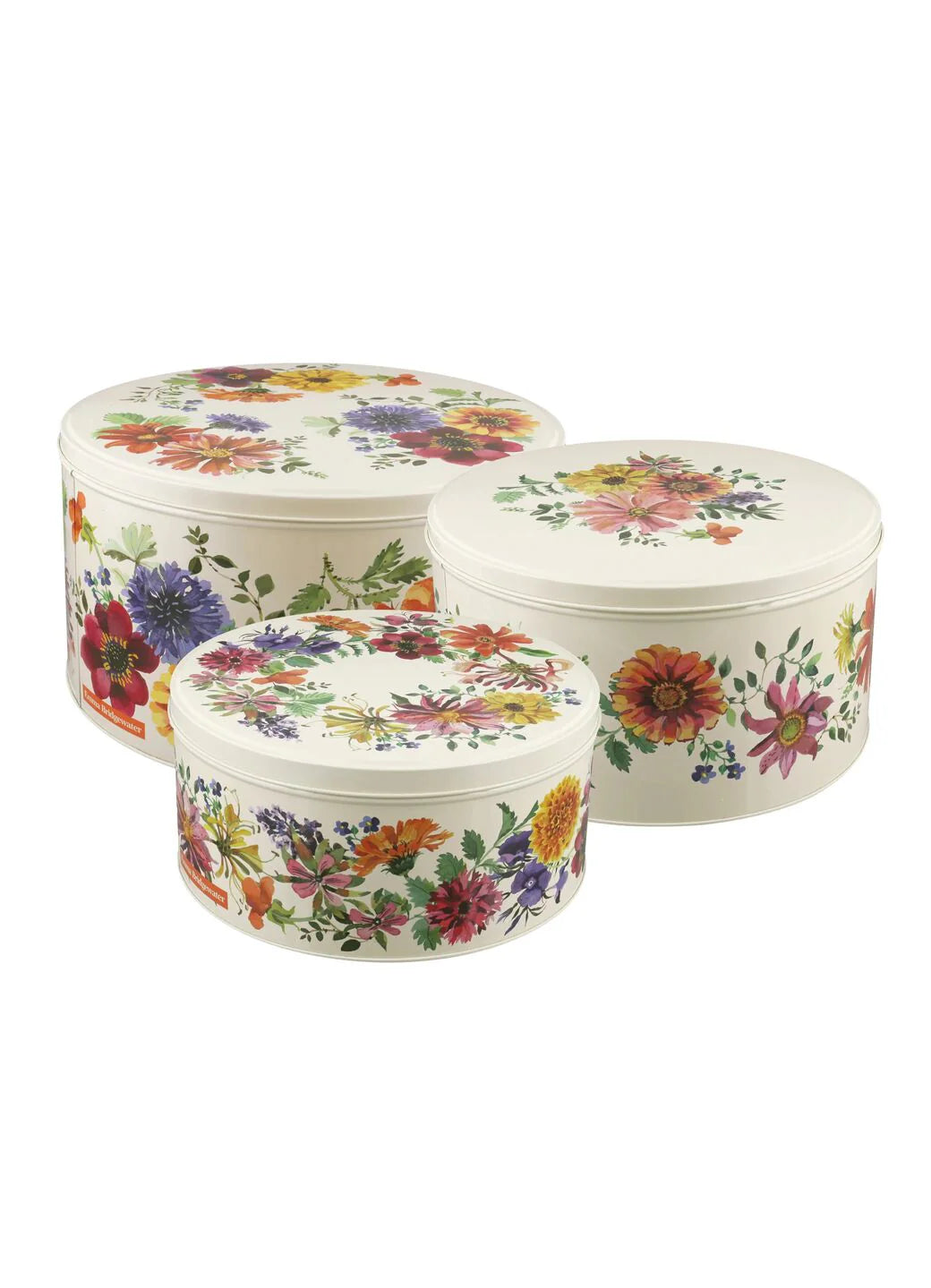 Garden Flowers Set Of 3 Round Cake Tins