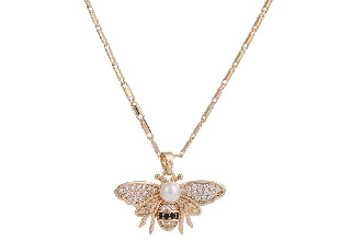 Rhinestone Bee Gold Pendant