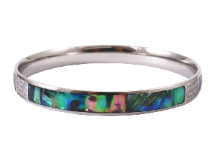 Paua & Zircon Stainless Steel Bracelet