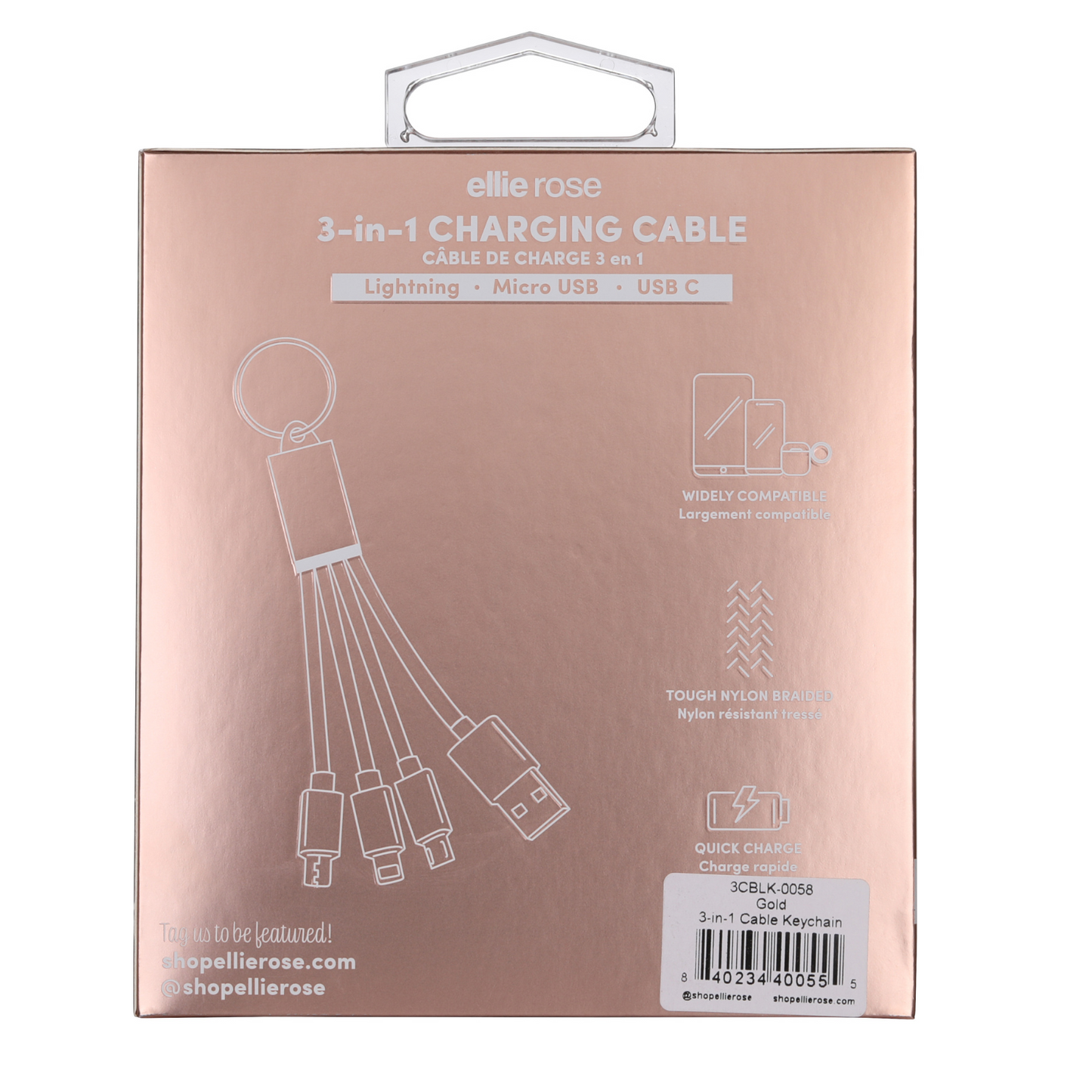 Ellie Rose Keychain 3-in-1 Cable