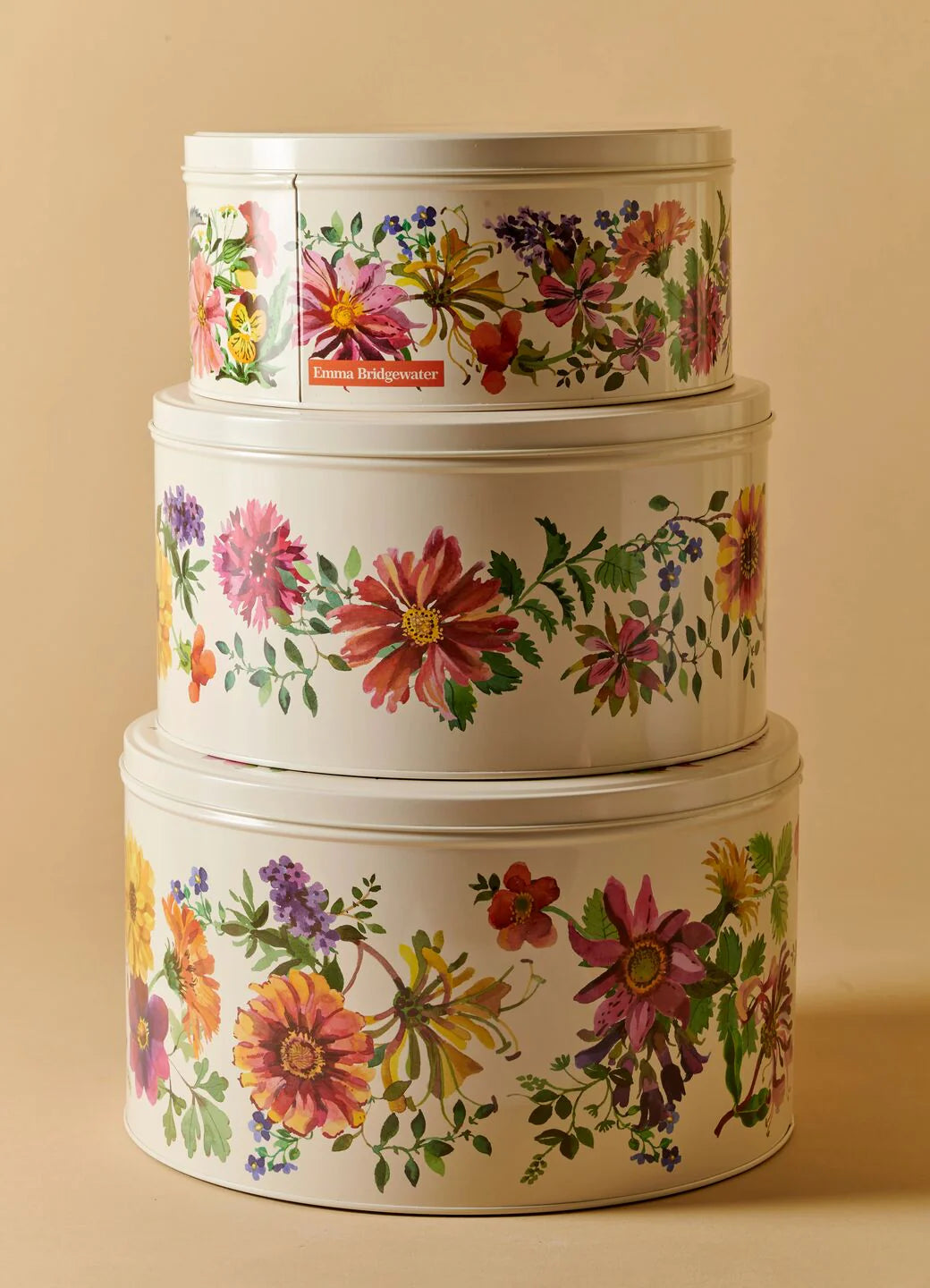 Garden Flowers Set Of 3 Round Cake Tins