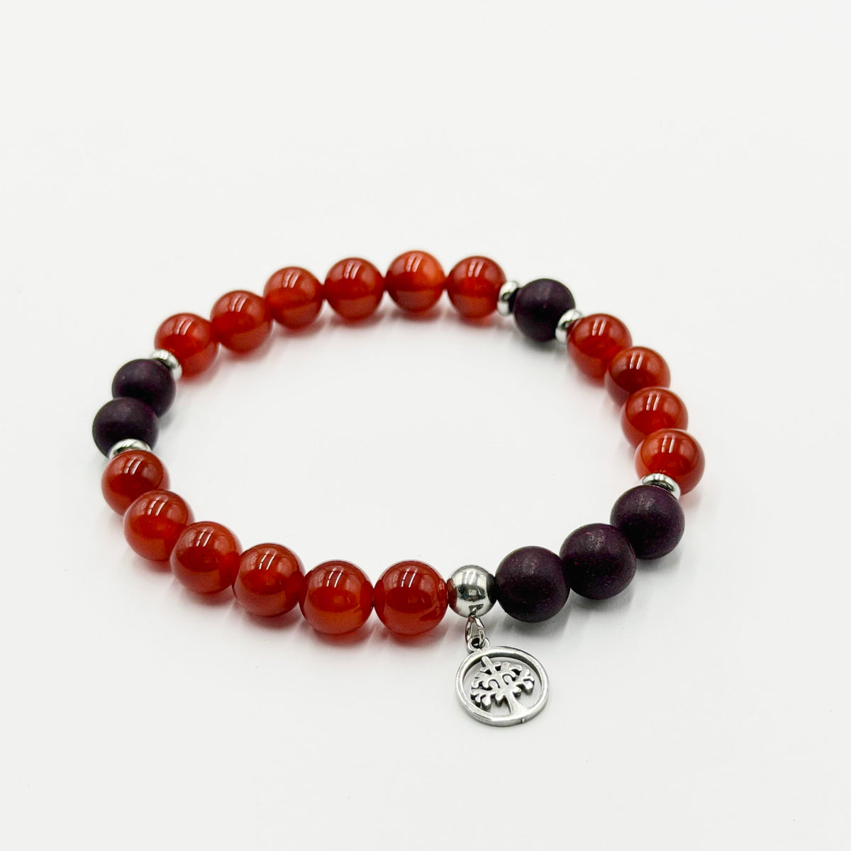 Herbal Therapy Perfumed Bracelet Agarwood and Carnelian with Tree of Life Charm