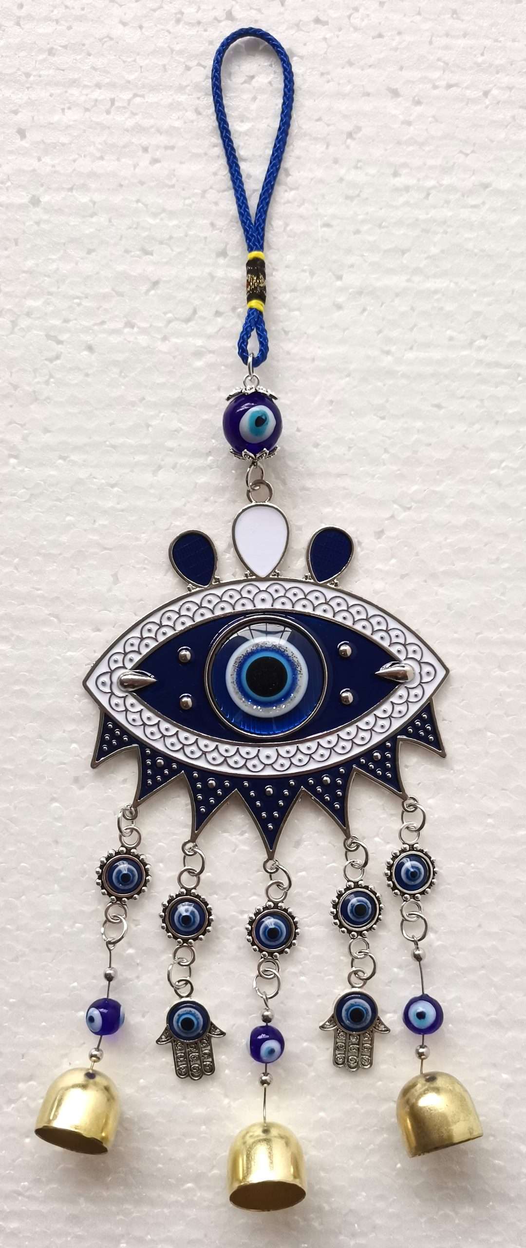 Evil Eye Hanging Ornament with Bells and Hamsa Hand