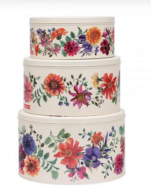 Garden Flowers Set Of 3 Round Cake Tins