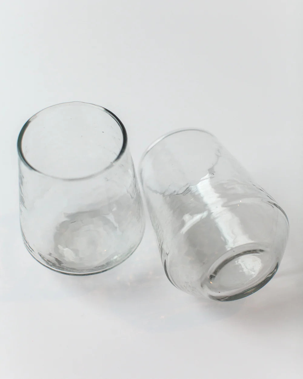 Pair of Clear Hammered Glass Water Tumblers