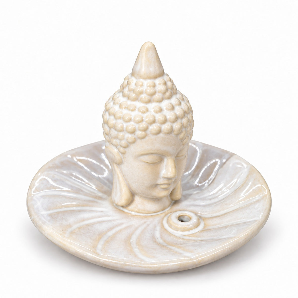 Buddha Cream Ceramic Incense Holder