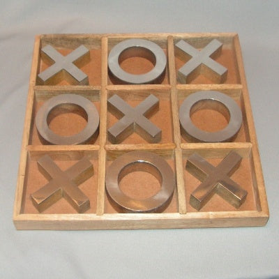 Wooden & Silver Tic Tac Toe