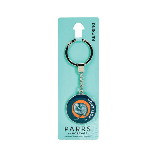 Kiwi in Circle with Aotearoa Keyring