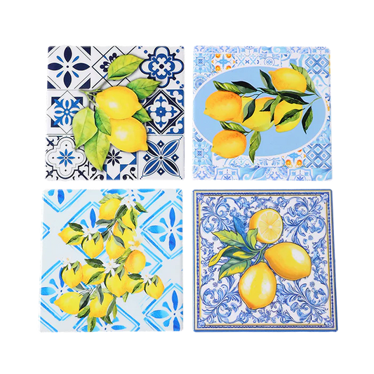Square Lemons Coaster Set 4