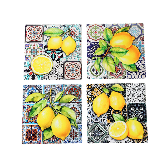 Square Lemons Coaster Set 4