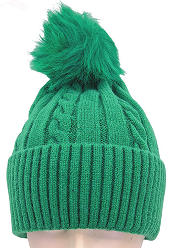 Green Beanie With Pompom