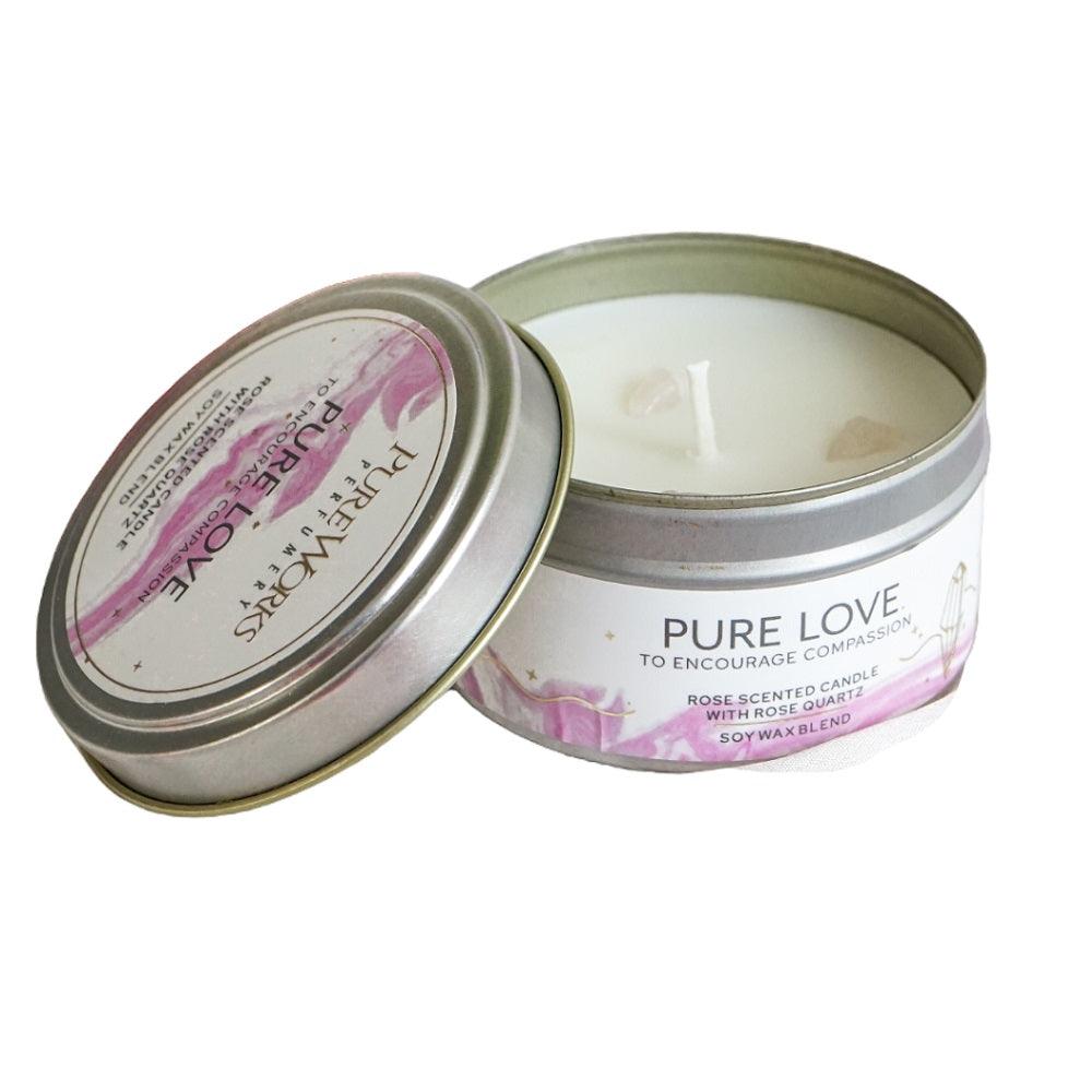 Pure Love Rose with Rose Quartz Crystal Energy Candle 80gm