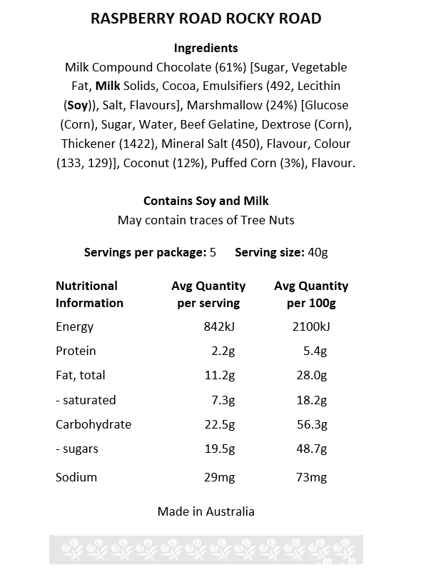 Rocky Road – Raspberry Road 200g