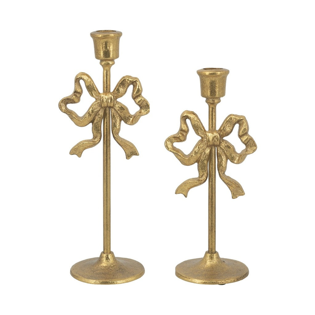 Gold Bow Candle Holders