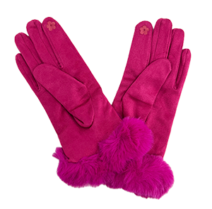 Hot Pink Fux Fur Gloves