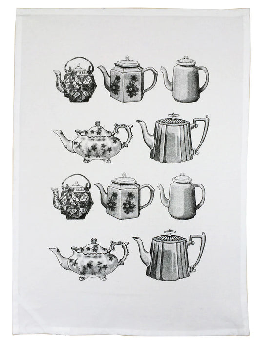 Cream Linen Tea Pot Tea Towel