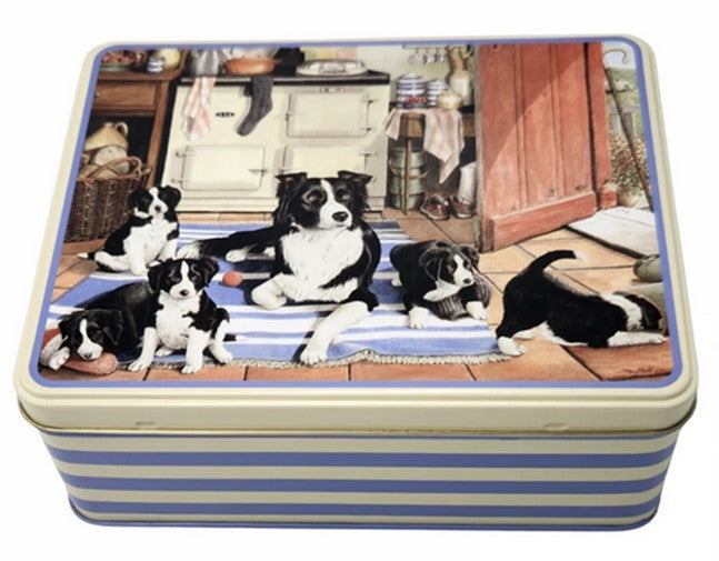Tracy Hall Border Collies Deep Rectangle Tin