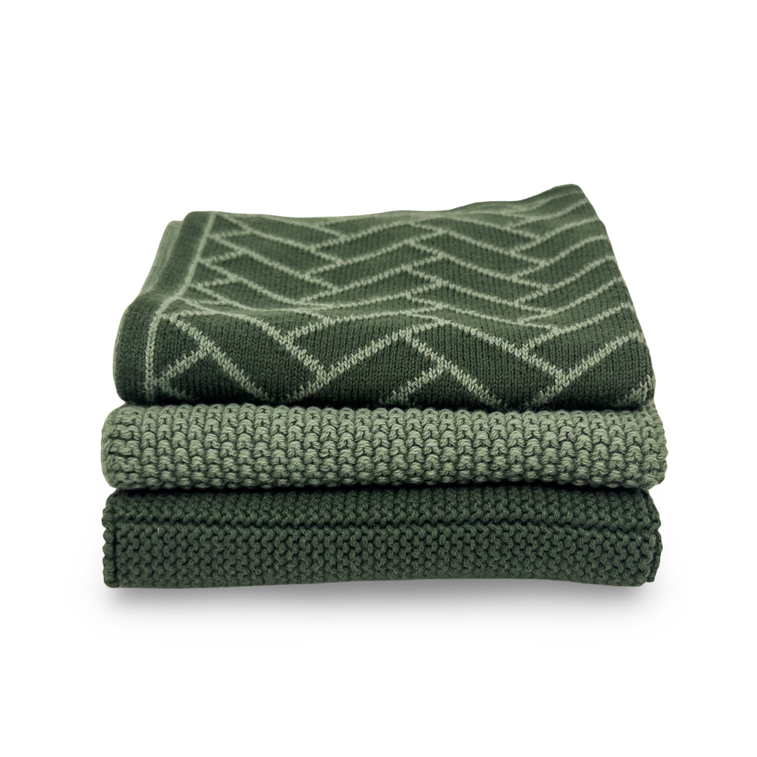 Dishcloth Variety 3pk - Forest Herringbone