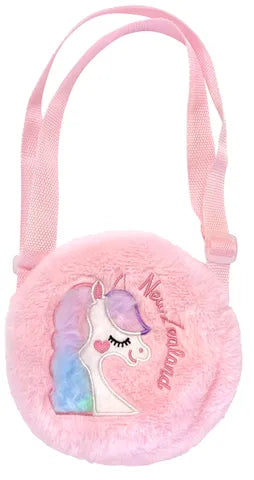 Pink Unicorn Plush Circle Bag
