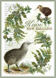 Cream Vintage Kiwi Tea Towel
