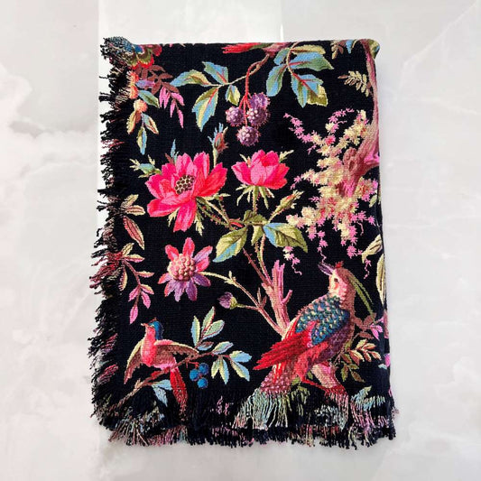 Paradise Black Cotton Throw