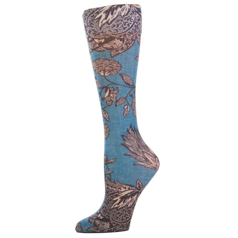 Womens Compression Sock-Denim flowers