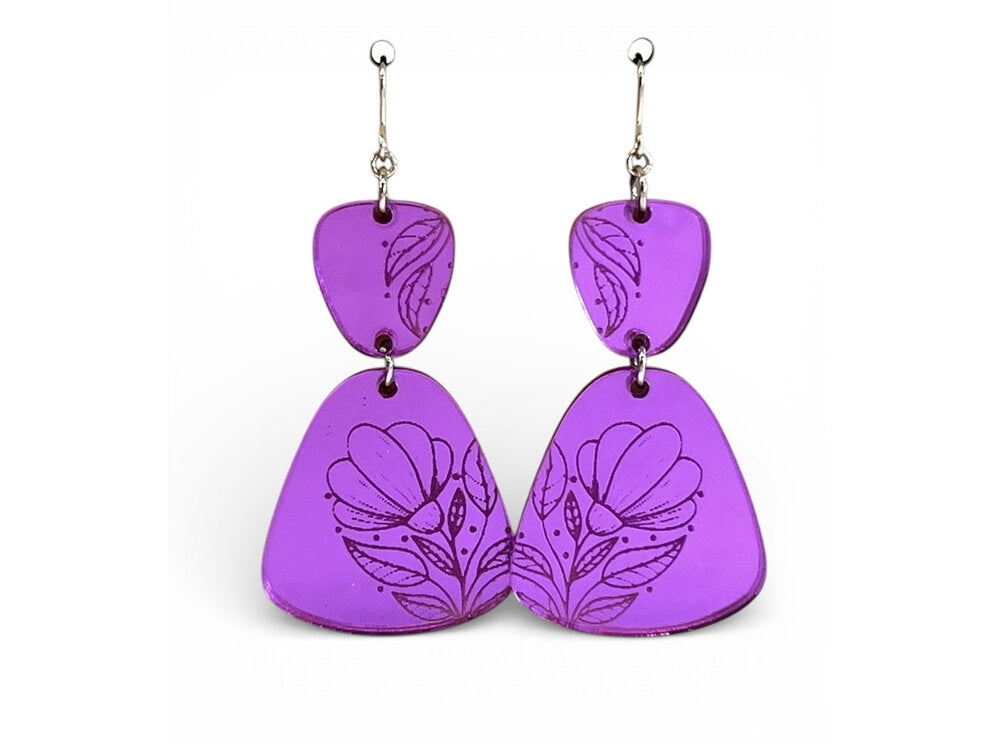 Purple Mirrored Earrings