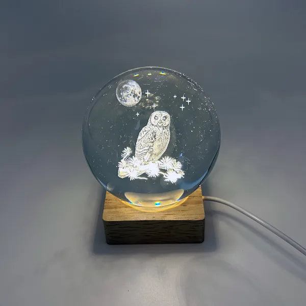 Owl Crystal Ball with Light