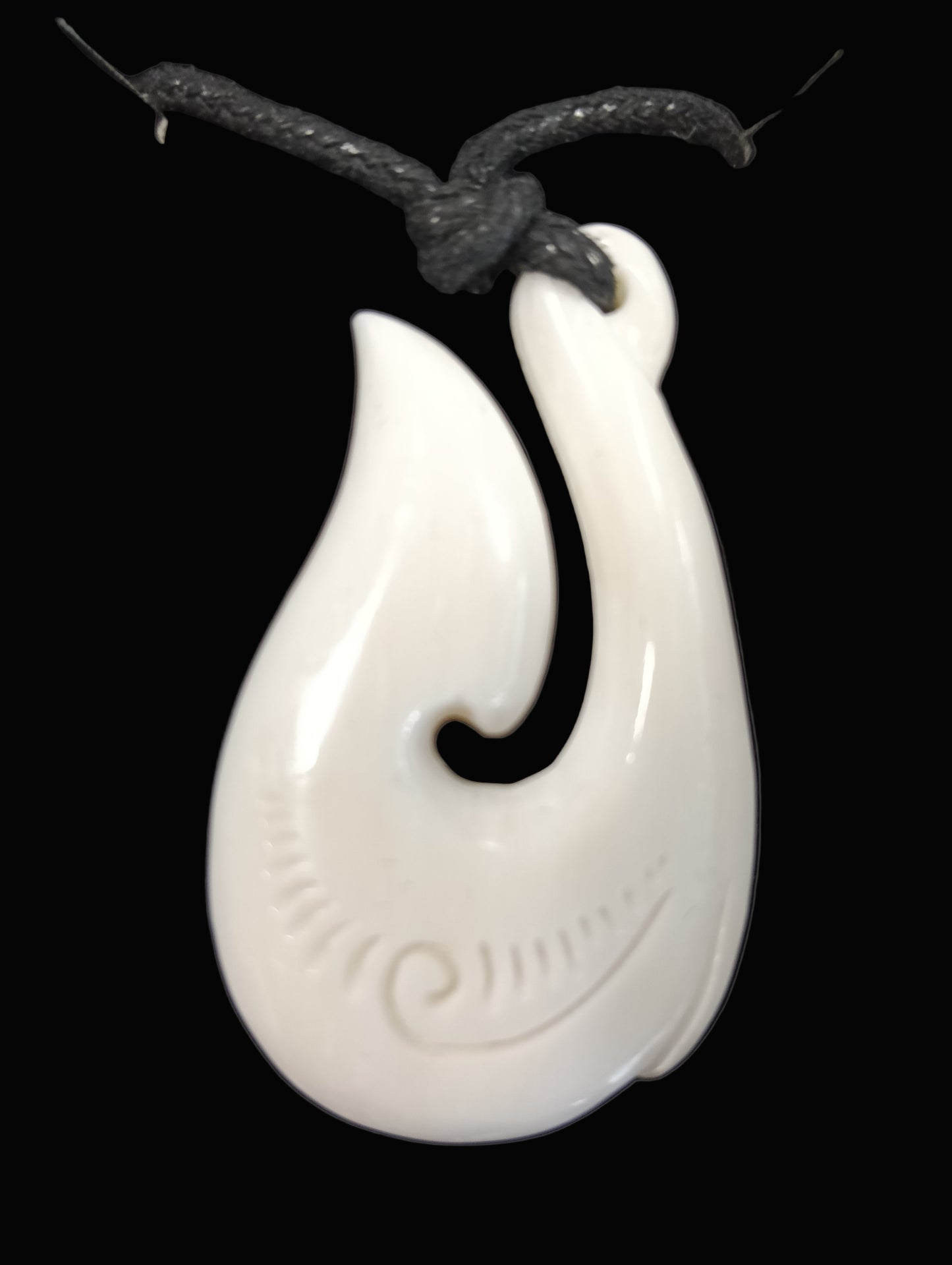 Fish Hook & Koru Bone Necklace