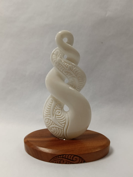 Bone Triple Twist On Wood Base