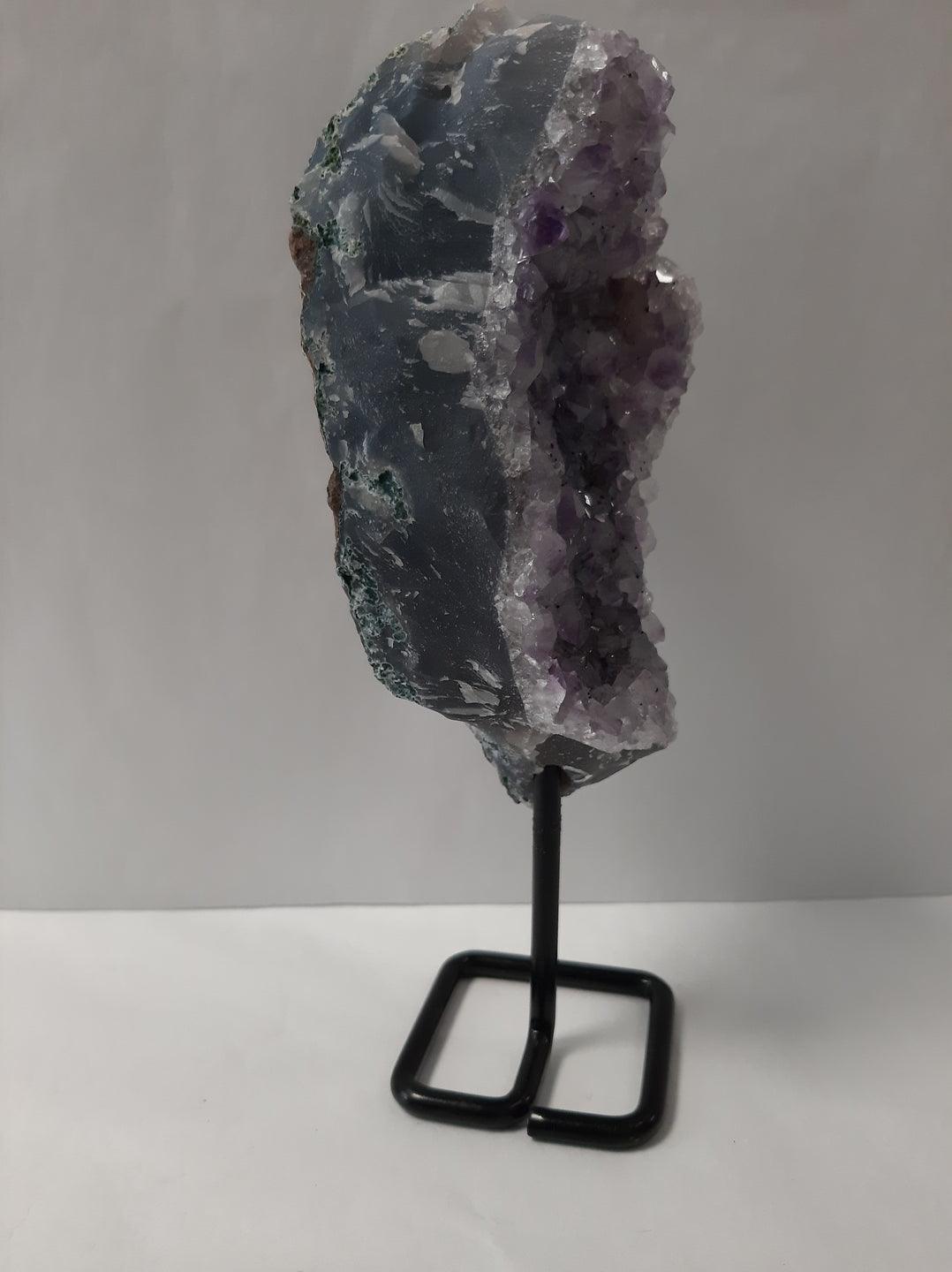 Amethyst Cluster On Black Metal Stand