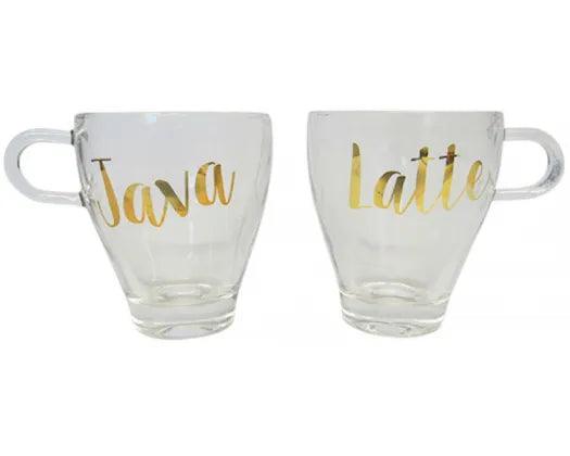 Java and Latta Glass Coffee Mugs