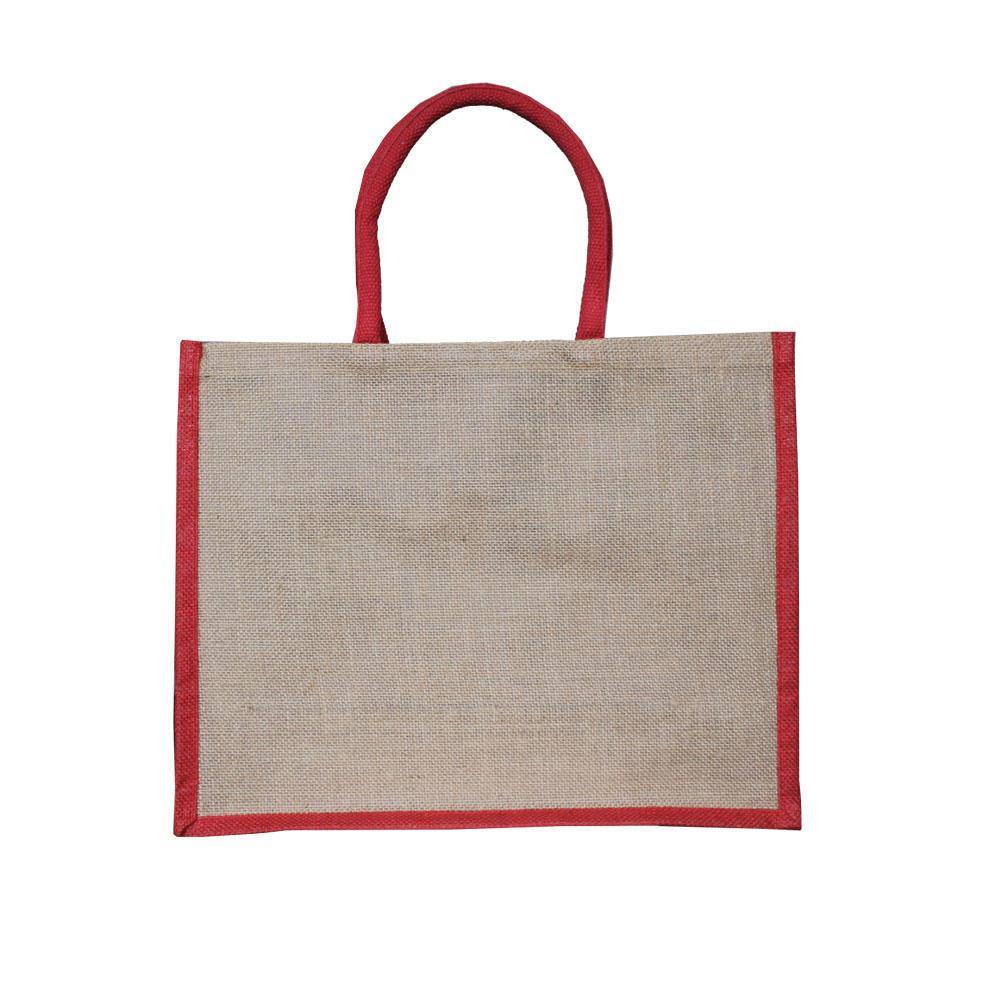 Unprinted Jute Bag - Natural/Red - Tigerlily Gift Store