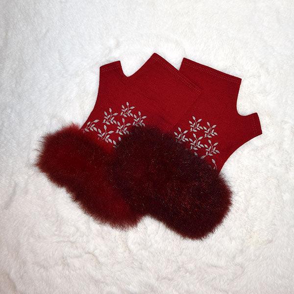 Leaves Design Possum Fingerless Gloves
