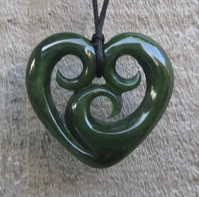 Greenstone triple Koru heart Pendant