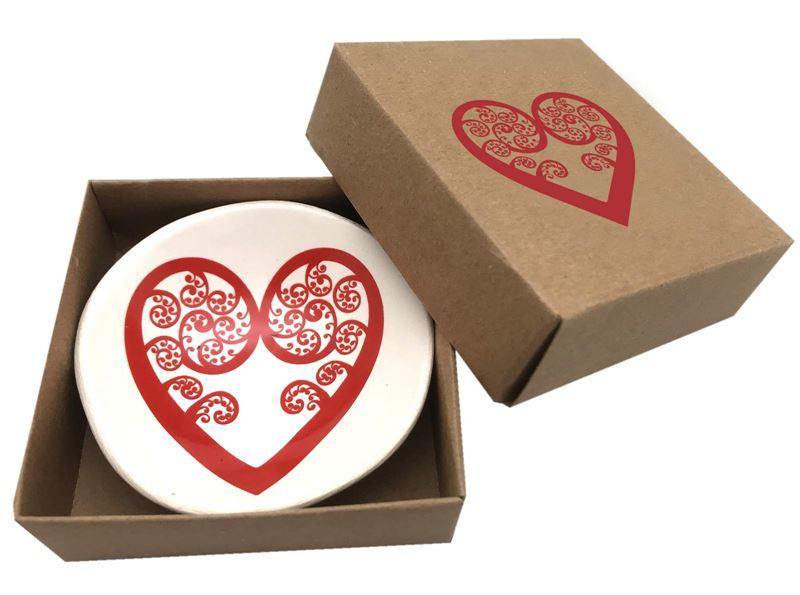 Red Aroha Fern On White Porcelain Bowl - Tigerlily Gift Store