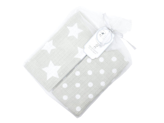 Grey Cotton Muslin Wraps Pack 2