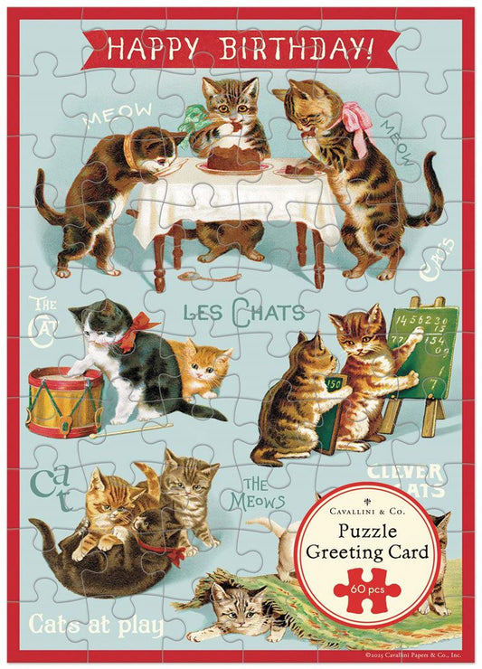 Cavallini & Co - Happy Birthday Cat's Play - Puzzle Birthday Card