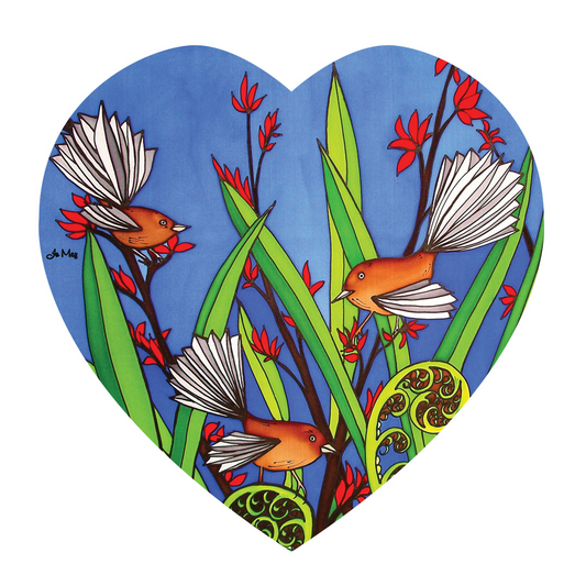 Jo May Ceramic 3D Textured Heart Wall Hanging - Fantails