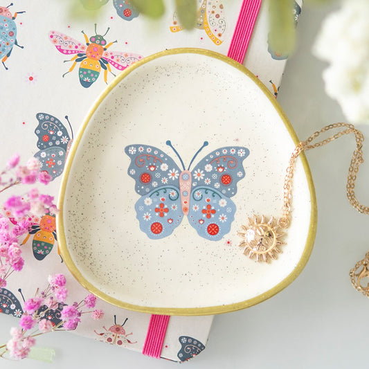 Floral Bug Butterfly Trinket Dish
