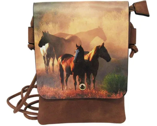 Brown Shoulder Bag Horses