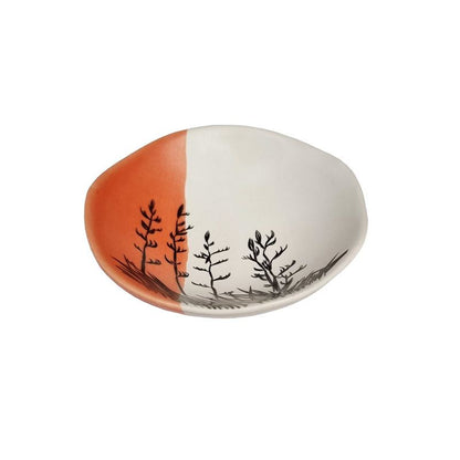 Flax Bush Dipped Orange With Black - 7cm Porcelain Bowl