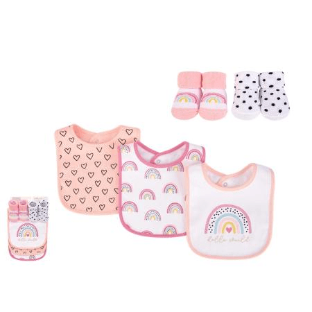 Bib and Sock 5 Piece Set - Rainbow