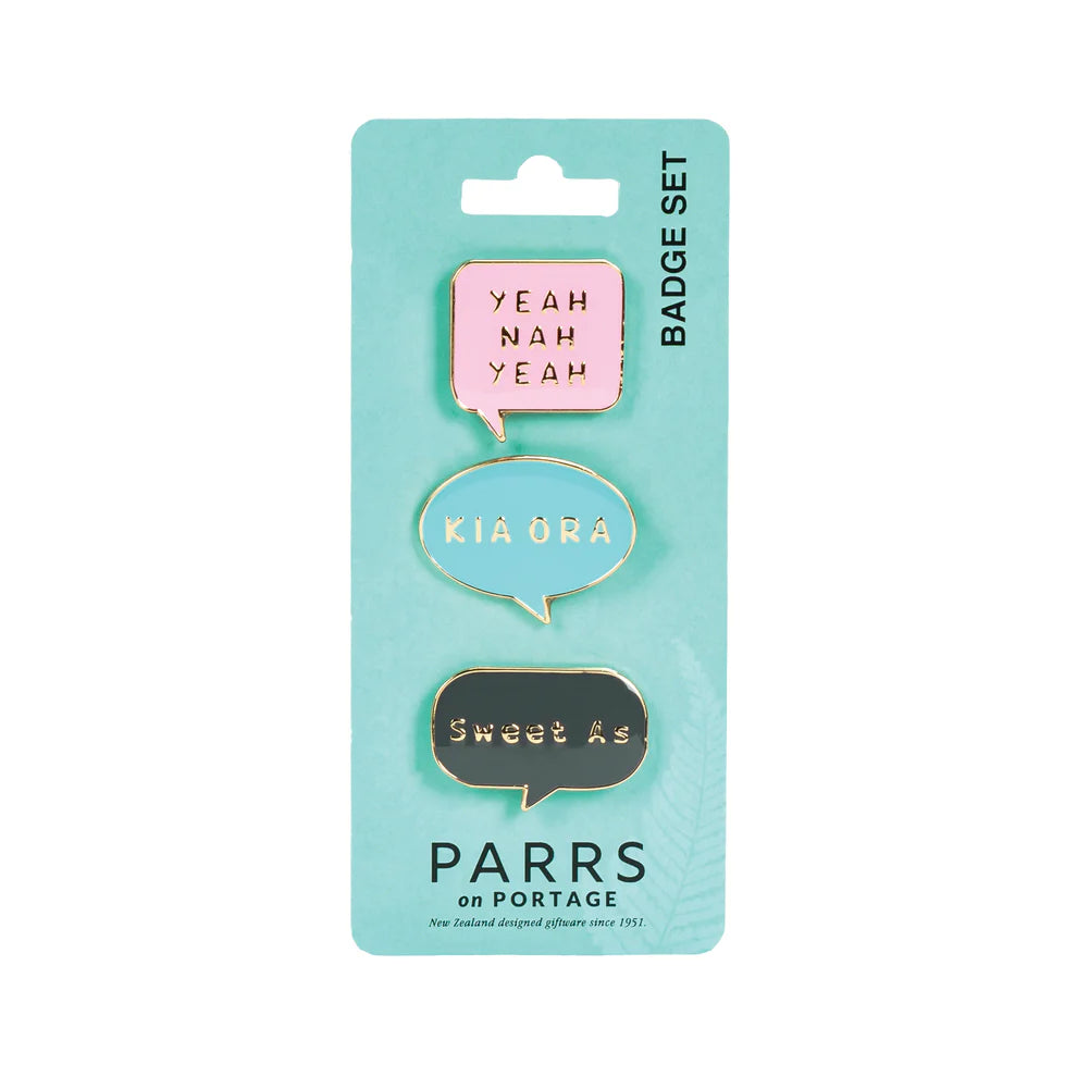 Badges New Zealand Sayings Set of 3