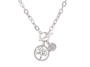 Rhinestone Tree-Of-Life Rhodium Pendant