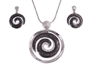 Black Enamel Koru Necklace Set