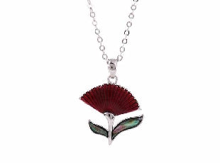 Red & Paua Shell Pohutukawa Pendant