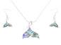 Paua Whale Tail Rhodium Necklace Set